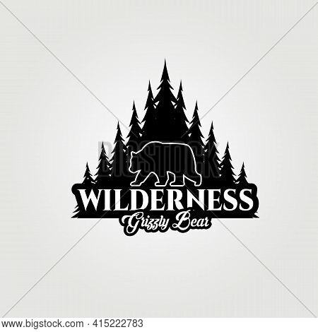 Bear Logo, Grizzly Bear, Wildlife Logo, Bear Vector Illustration Design