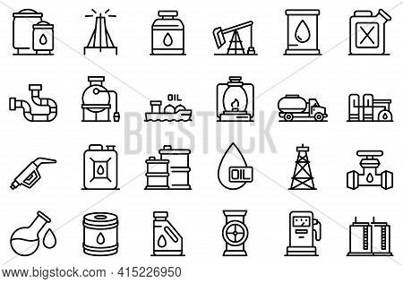 Kerosene Icons Set. Outline Set Of Kerosene Vector Icons For Web Design Isolated On White Background