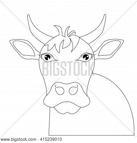 Cow Monochrome Sketch Art Design Elements Stock Vector Illustration For Web, For Print, For Coloring