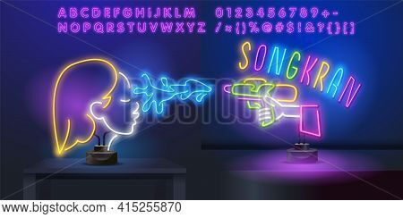 Songkran Festival Thai New Year , Bangkok Thailand Translate - Songkran Day, Lettering Vector.songkr