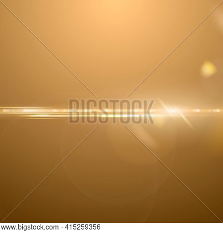 Gold anamorphic lens flare background