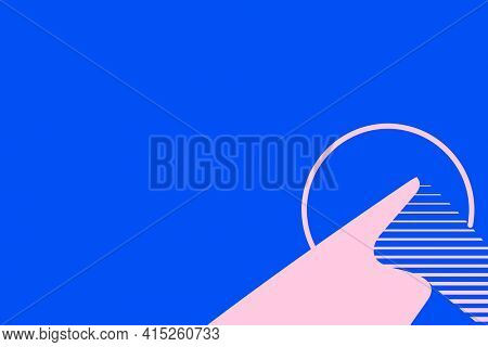 Retrofuturism sunset mountain background in blue