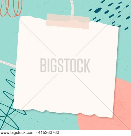 Paper note frame with Memphis pattern background