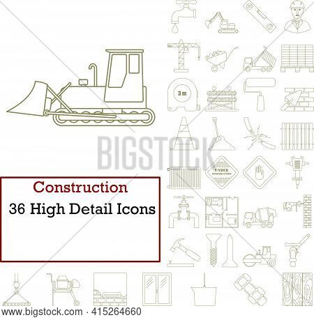 Construction Icon Set. Thin Editable Stroke Line Without Filling Design. Vector Illustration.