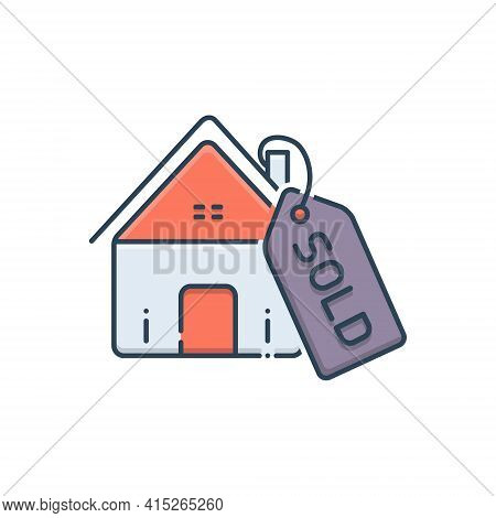 Color Illustration Icon For Real-estate-sold Real Estate Sold  Property Sale House