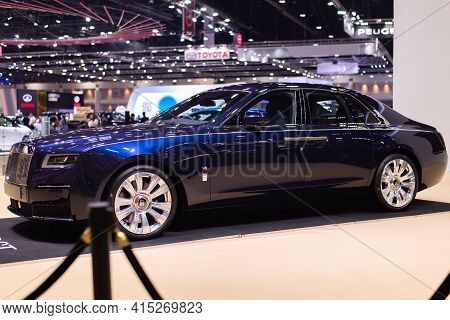 Nonthaburi, Thailand - March 25,2021 : View Of Rolls-royce Ghost Car On Display At Thailand Internat