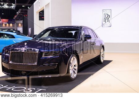 Nonthaburi, Thailand - March 25,2021 : View Of Rolls-royce Ghost Car On Display At Thailand Internat