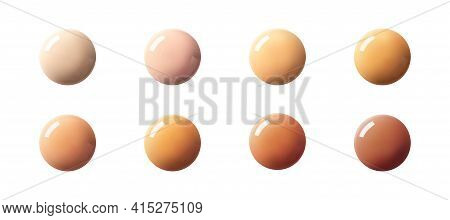 Liquid Bb Cream Or Foundation Drops Swatch. Set Glow Cc Cream Sample Isolated On White Background Re