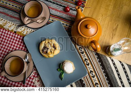 Traditional Georgian Sweets And Desserts With Hazelnuts, Walnuts, Grape Juice, Honey, Chocolate. Bak