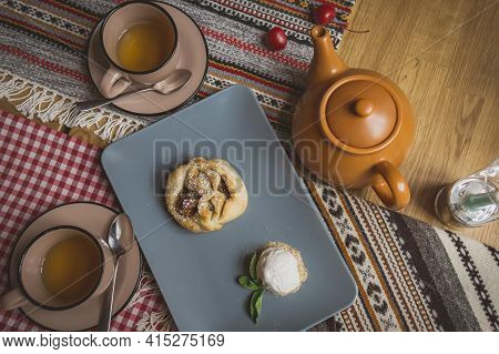 Traditional Georgian Sweets And Desserts With Hazelnuts, Walnuts, Grape Juice, Honey, Chocolate. Bak