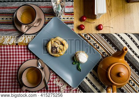 Traditional Georgian Sweets And Desserts With Hazelnuts, Walnuts, Grape Juice, Honey, Chocolate. Bak