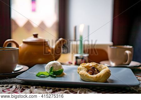 Traditional Georgian Sweets And Desserts With Hazelnuts, Walnuts, Grape Juice, Honey, Chocolate. Bak