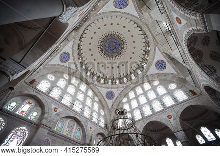 Istanbul, Turkey - March 03, 2021: Mihrimah Sultan Mosque In Edirnekapi District. Mosque Was Built I