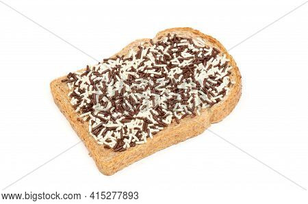 Typical Dutch Lunch; Bread With Chocolate Sprinkles (hagelslag), Isolated
