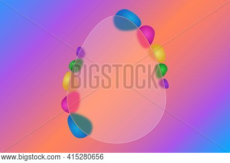 Frame In The Shape Of An Egg. Place For Your Text. Festive Postcard. Frosted Glass Egg. Vector Illus