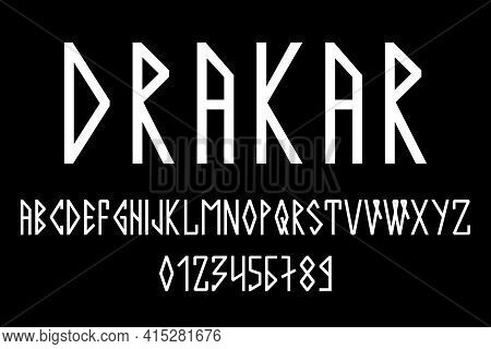 Scandinavian Script, In Capital Letters In The Style Of Nordic Runes. Modern Design. A Magical Rune 