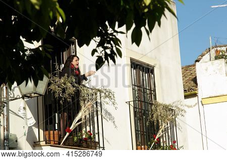 Cordoba, Spain - April 1, 2021: Saetas Del Pueblo In The Jewish Quarter