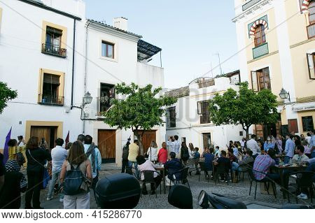 Cordoba, Spain - April 1, 2021: Saetas Del Pueblo In The Jewish Quarter