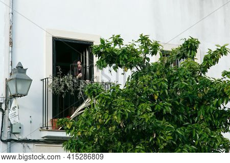 Cordoba, Spain - April 1, 2021: Saetas Del Pueblo In The Jewish Quarter