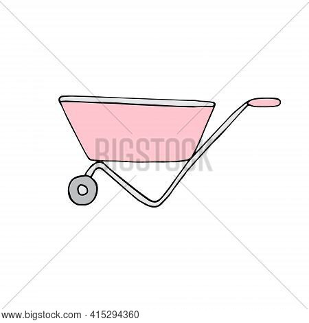 Vector Hand Drawn Doodle Sketch Colored Wheel Barrow Isolated On White Background