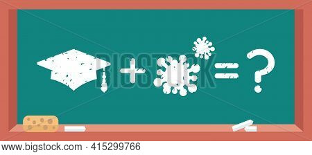 Academic Square Cap Plus Coronavirus Germ - Math Example On Blackboard