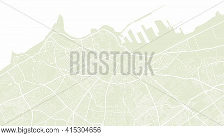 Oldlace White Vector Background Map, Casablanca City Area Streets And Water Cartography Illustration