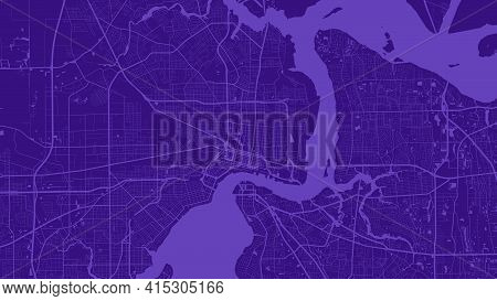 Plum Vector Background Map, Jacksonville City Area Streets And Water Cartography Illustration. Wides