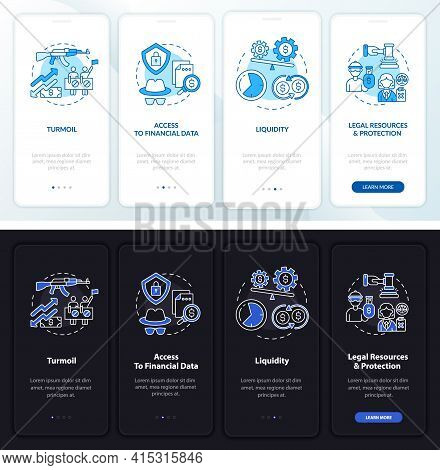 Global Stock Issue Onboarding Mobile App Page Screen With Concepts. Turmoil, Legality Walkthrough 4 