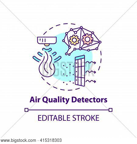 Air Quality Detectors Concept Icon. Smart Office Idea Thin Line Illustration. Air-conditioning, Vent