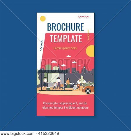Tourists With Luggage Waiting For Taxi. Passengers With Baggage, Arrival, Cabs Flat Vector Illustrat