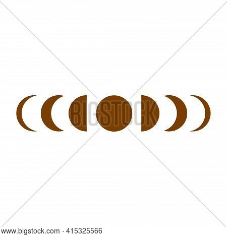Moon Phases Icon Night Space Astronomy And Nature Moon Phases Sphere Shadow. The Whole Cycle From Ne