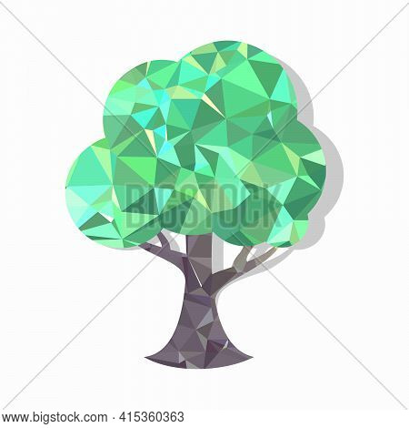 Conceptual Polygonal Tree. Abstract Vector Illustration, Low Poly Style. Stylized Design Element. Ba