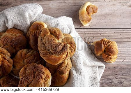 Traditional Turkish Hashasli Corek. A Croissant Like Pastry Roll With Poppy Seed Paste Inside. A Clo