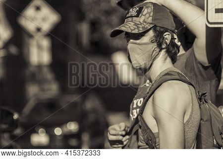 Ellicott City, Md, Usa 10/07/2020: Profile Portrait Of A Freespirited Young Caucasian Man Wearing A 