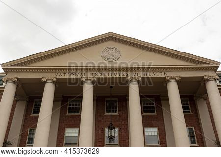 Bethesda, Maryland 09/12/2020: View Of The Main Historical Building (building 1) Of The National Ins