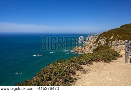 A Wide Angle Image Of The Famous Cabo Da Roca (cape Roca) The Promontory That Marks The Westernmost 