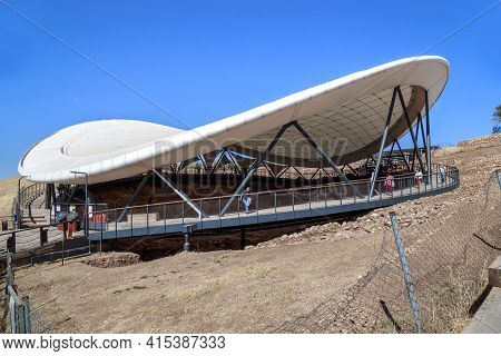 Gobekli Tepe, Turkey - October 8, 2020: This Is A Tent Over The Archaeological Site Of The Ancient T