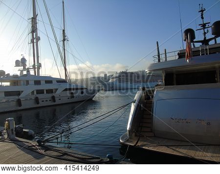 Genoa, Italy - April 01, 2021: The Porto Antico In Genoa Is A Part Of The Port Of Genoa Currently Us