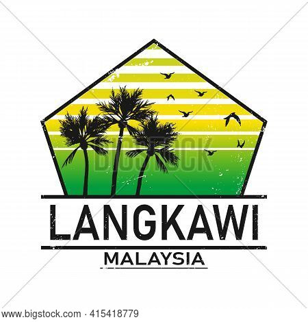 Langkawi Malaysia Paradise Island Logo Template Vector