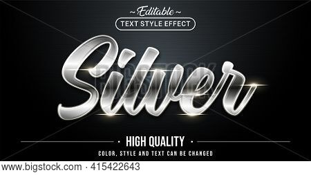 Editable Text Style Effect - Silver Text Style Theme. Graphic Design Element.