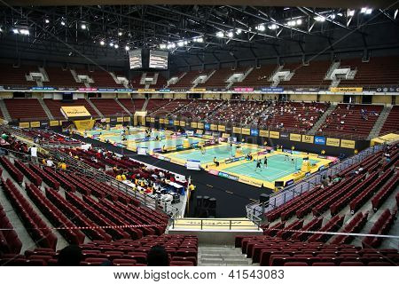 KUALA LUMPUR - Joulukuu: Pelaajat eri kansat osallistuvat BWF super series Maybank 