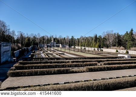 Riga, Latvia - April 1, 2021: European Heritage Day. The Riga Brethren Cemetery - Latvian Memorial E