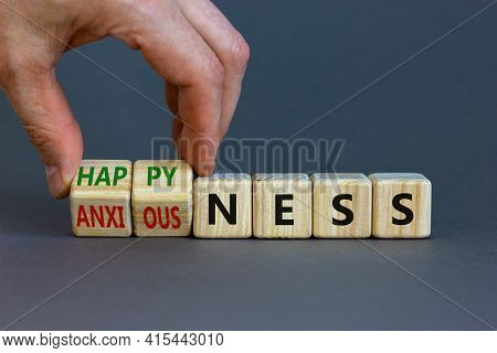 Happyness Or Anxiousness. Doctor Turns Cubes And Changes The Word 'anxiousness' To 'happyness'. Beau