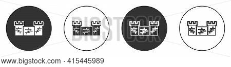 Black Great Wall Of China Icon Isolated On White Background. Circle Button. Vector