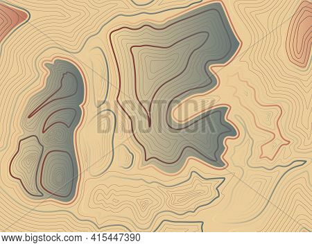 Topographic Map Gold Abstract Background With Contour Altitude Lines.