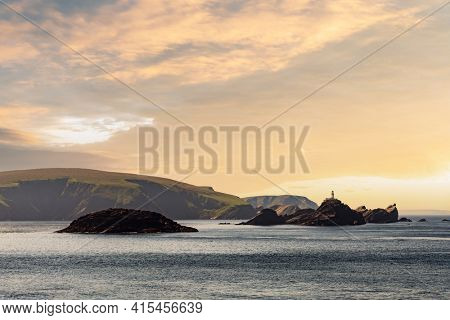 Seascape with lighthouse on the isle Muckle Flugga