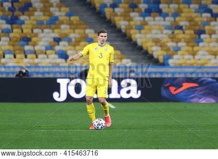 Kyiv, Ukraine - March 28, 2021: Defender Illia Zabarnyi Of Ukraine Controls A Ball During The Fifa W