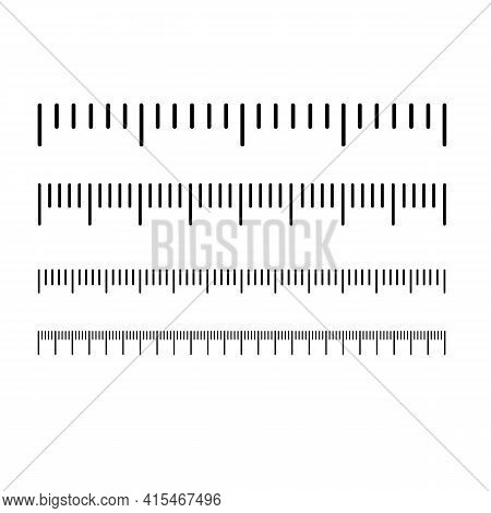 Measuring Scale On White Background. Scale Of Different Units. Markup For Rulers Sign. Flat Style.