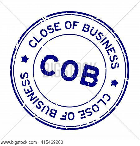 Grunge Blue Cob Close Of Business Word Round Rubber Seal Stamp On White Background