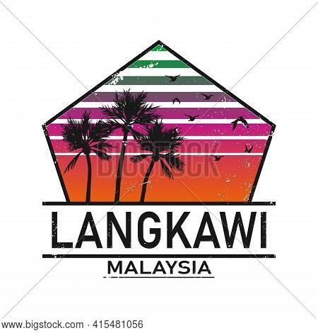 Langkawi Malaysia Paradise Island Logo Template Vector